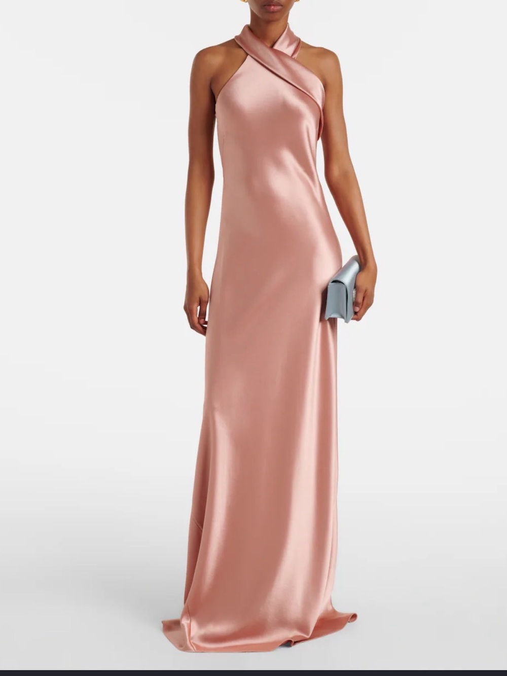 Dior One-Shoulder Satin Maxi Dress in Blush